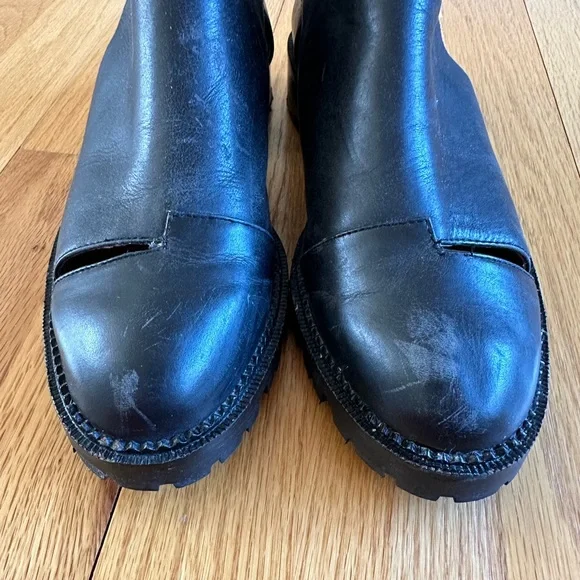 Jeffrey Campbell Great Moments Cut-Out Ankle Black Leather Booties - Picture 11 of 11